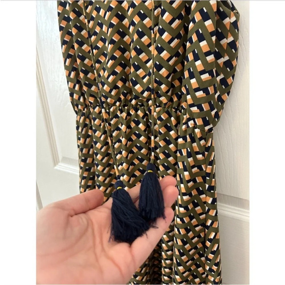 THML • Halter Neckline Green Print Midi Sleeveless Dress Bohemian Summer XS - Picture 4 of 11